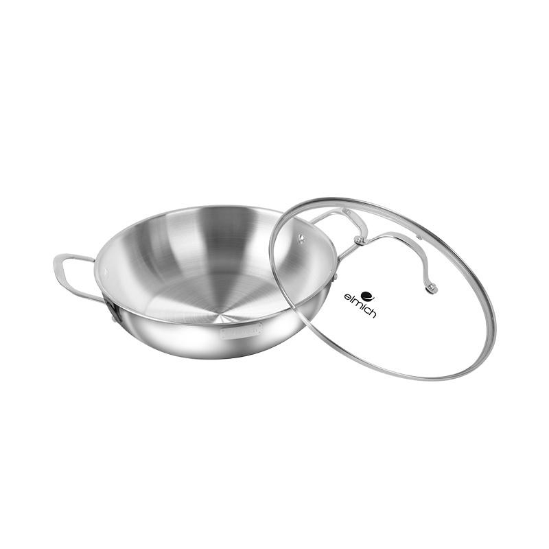 Chảo xào inox cao cấp 3 lớp đáy liền Elmich Trimax EL-3797, Hàng chính hãng, 28cm, Dùng cho mọi loại bếp - JoyMall