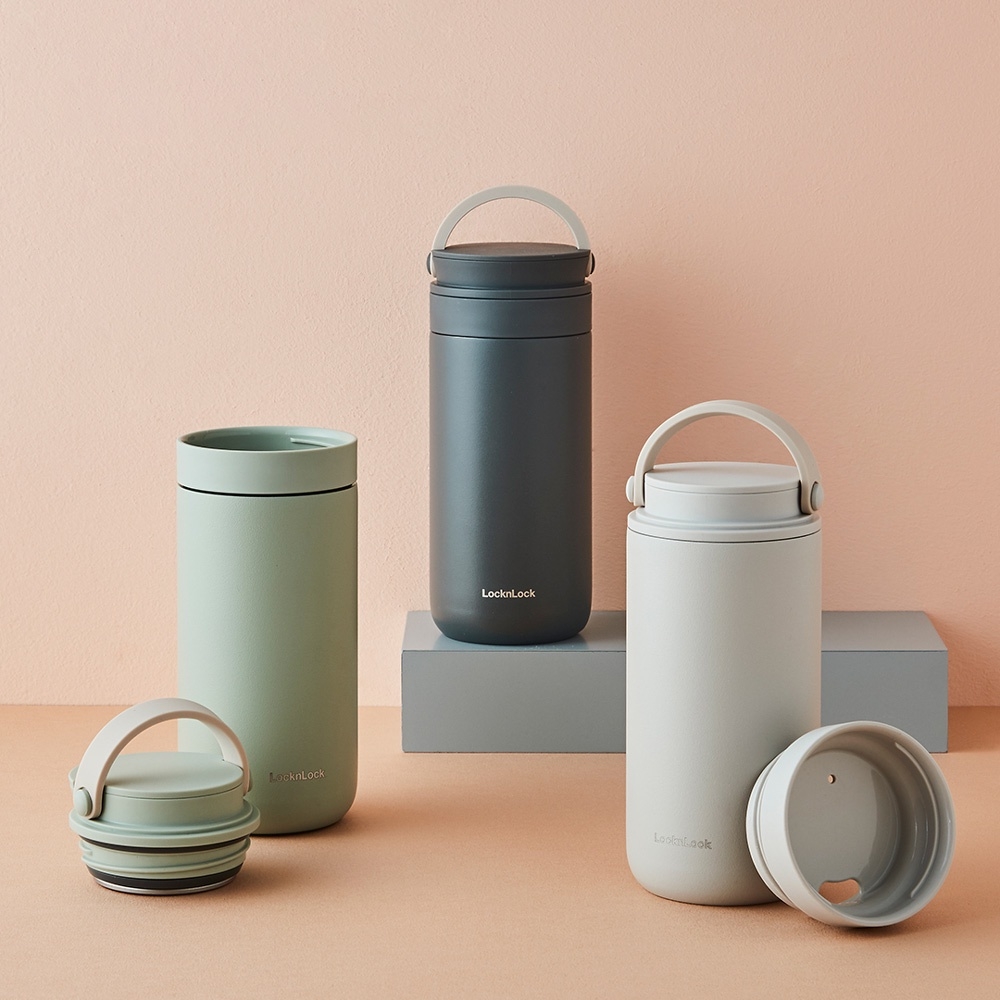 Bình giữ nhiệt Lock&Lock 475ml Metro Two Way LHC4274 - Hàng chính hãng, có quai xách, đế silicone chống trượt - JoyMall