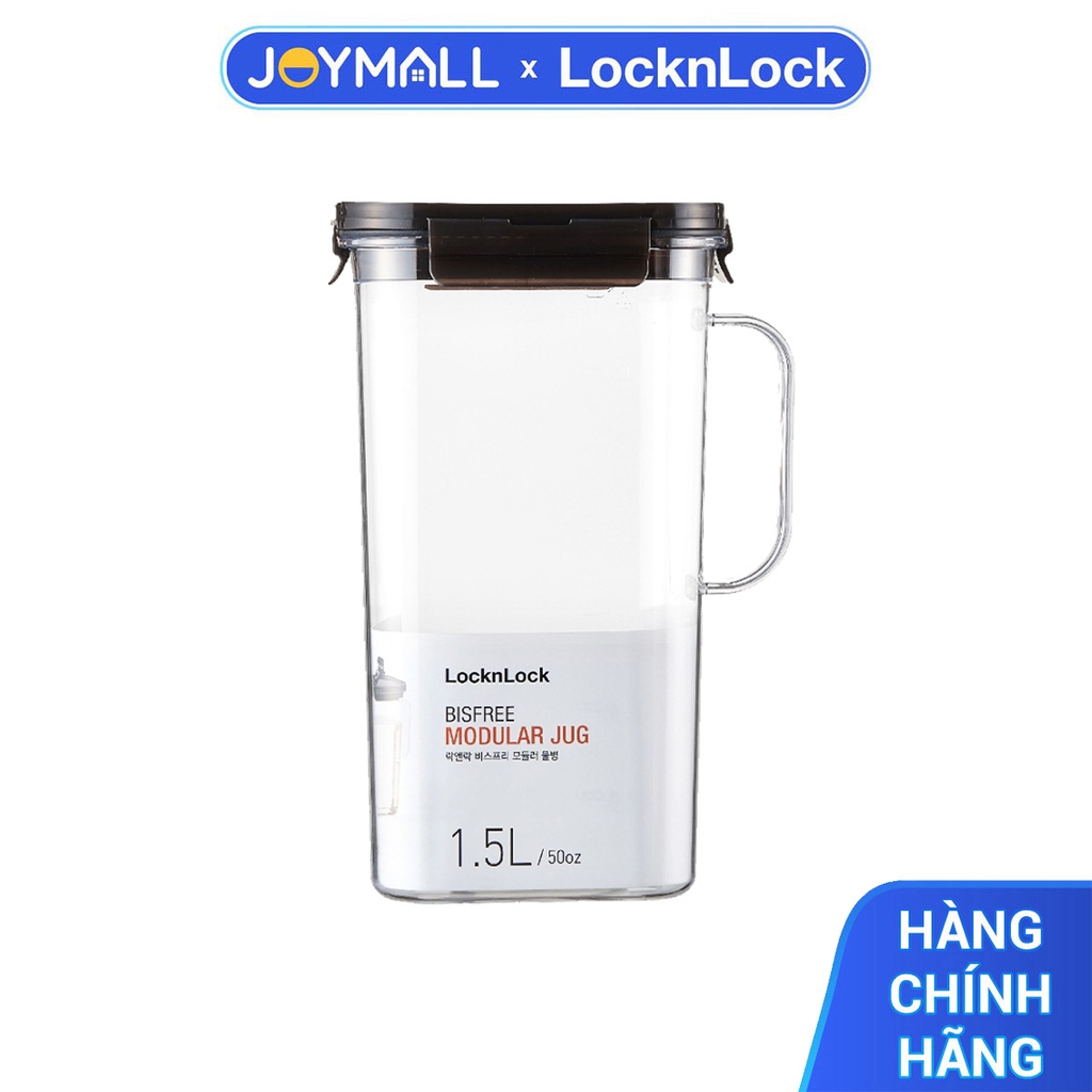 Bình nước nhựa 1.5L LocknLock Modular Jug ABF738, Hàng chính hãng, nắp kín, an toàn sức khỏe, có tay cầm - JoyMall