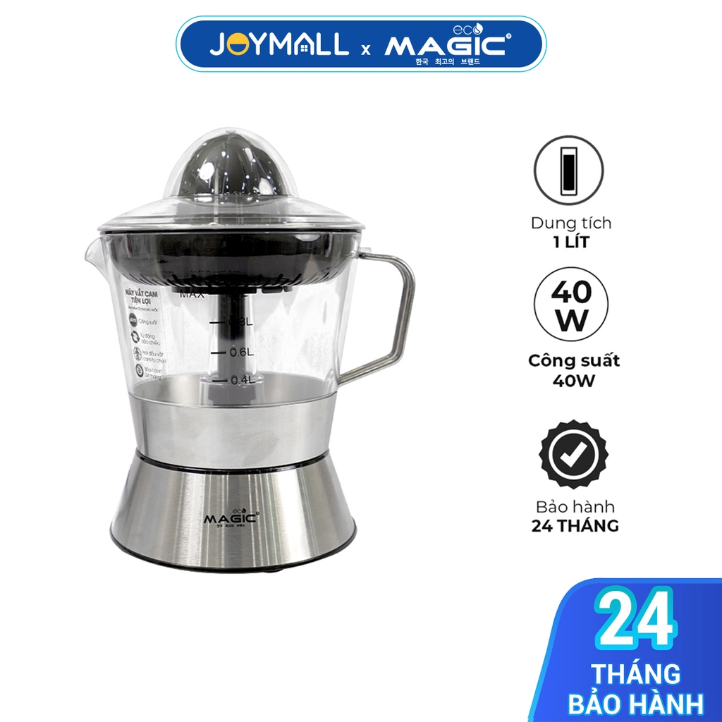 Máy vắt cam Magic Eco AC-20 1000ml 40W, Hàng chính hãng, Động cơ xoay ép cho nhiều nước cam, Đế thép không gỉ - JoyMall