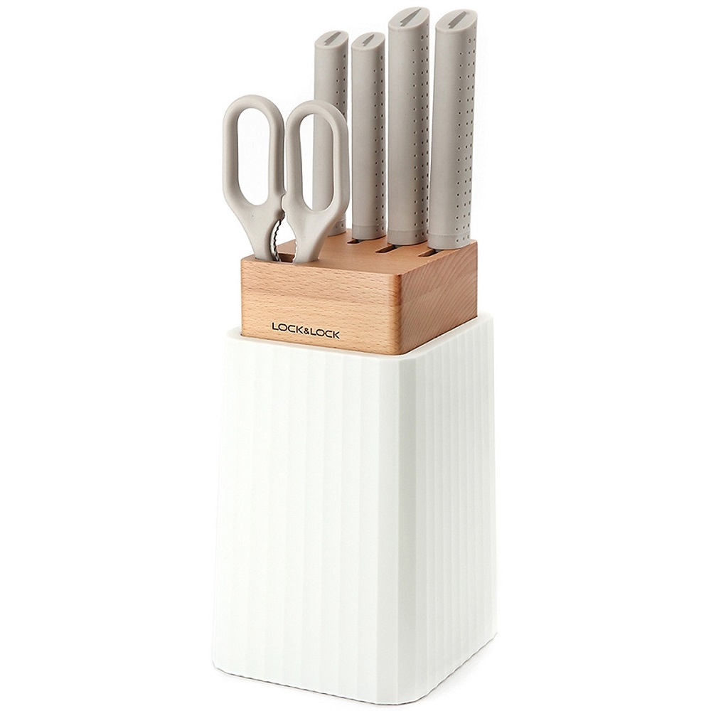 Bộ Dao 6 Món Lock&Lock CKK802 Gồm 4 Dao, 1 Kéo, 1 Hộp Đựng Dao - Hàng Chính Hãng - JoyMall