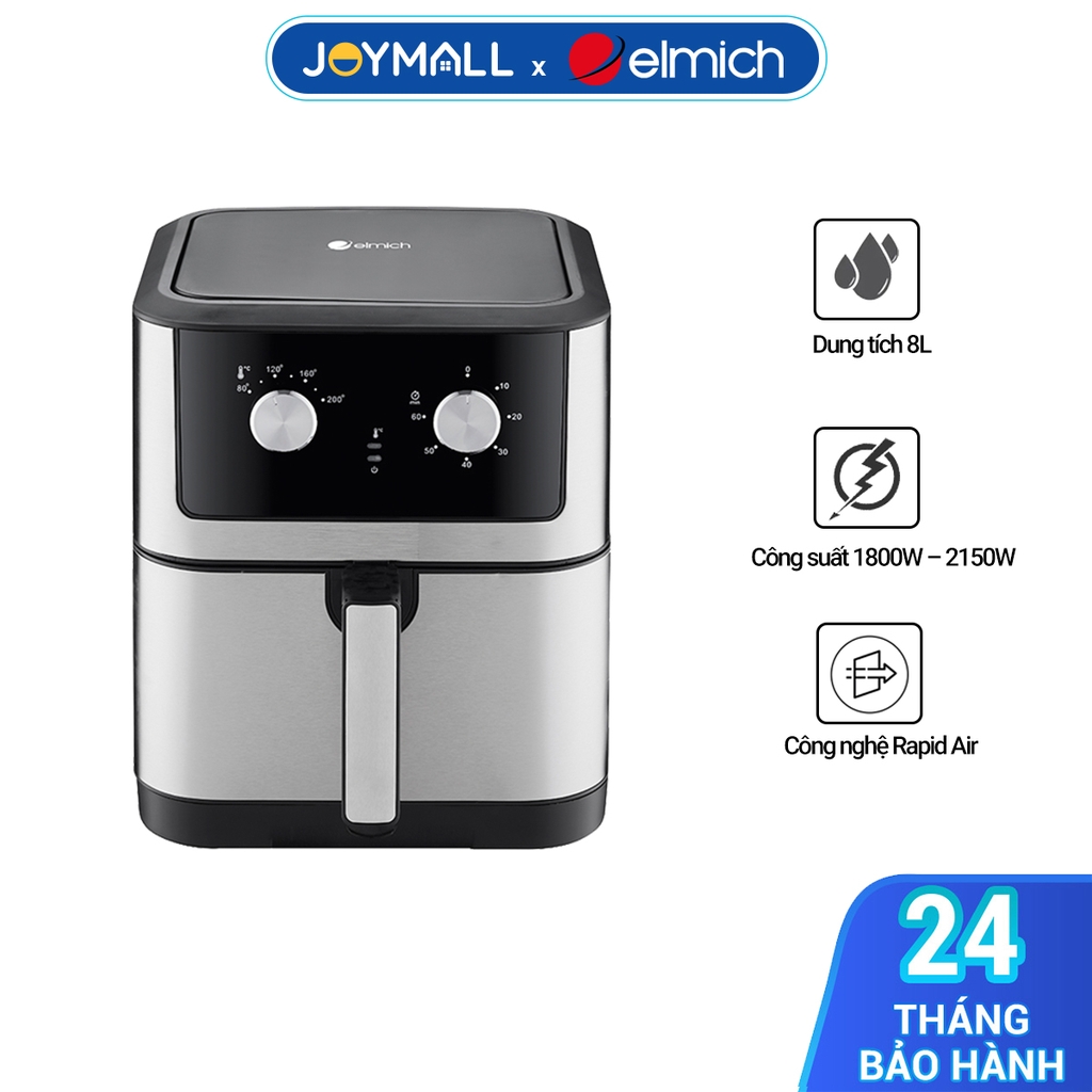 Nồi chiên không dầu 8L Elmich AFE-3951OL, Hàng chính hãng, nướng được cả con gà, lồng nồi chống dính - JoyMall