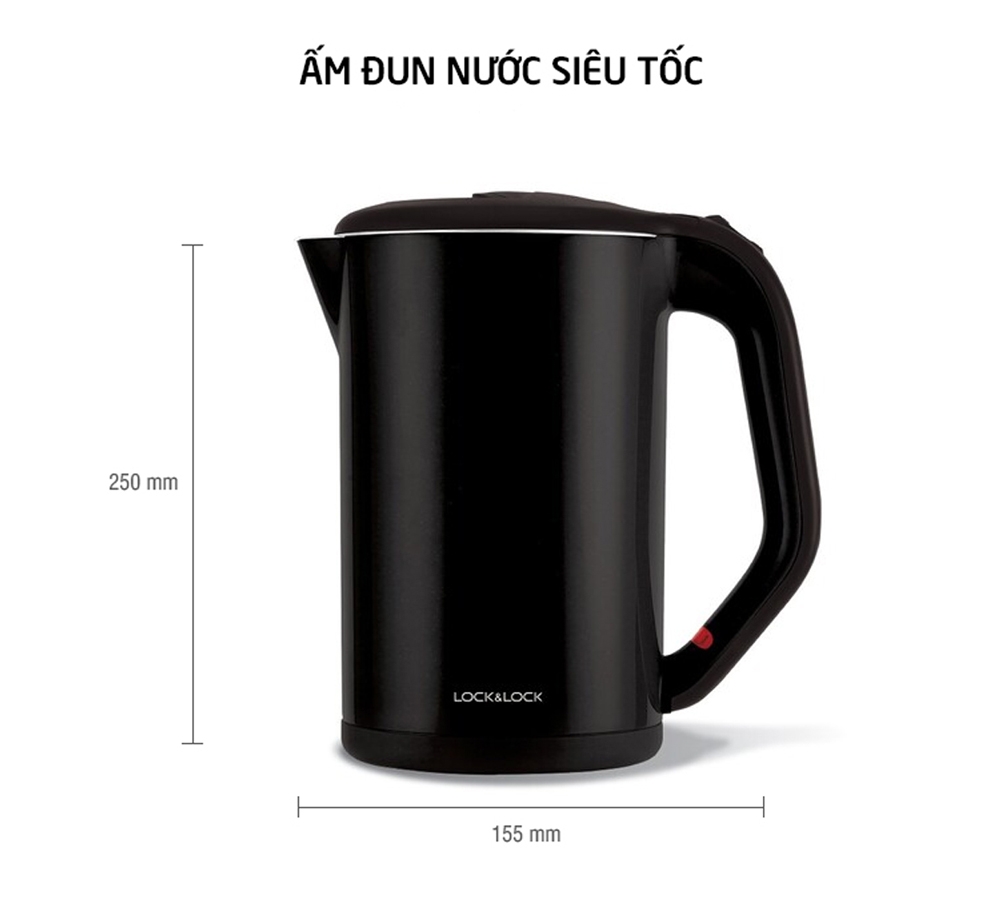 Ấm đun siêu tốc Lock&Lock 2 Lớp EJK738 1.7L - Hàng chính hãng, bảo hành 12 tháng, tự động ngắt khi sôi - JoyMall