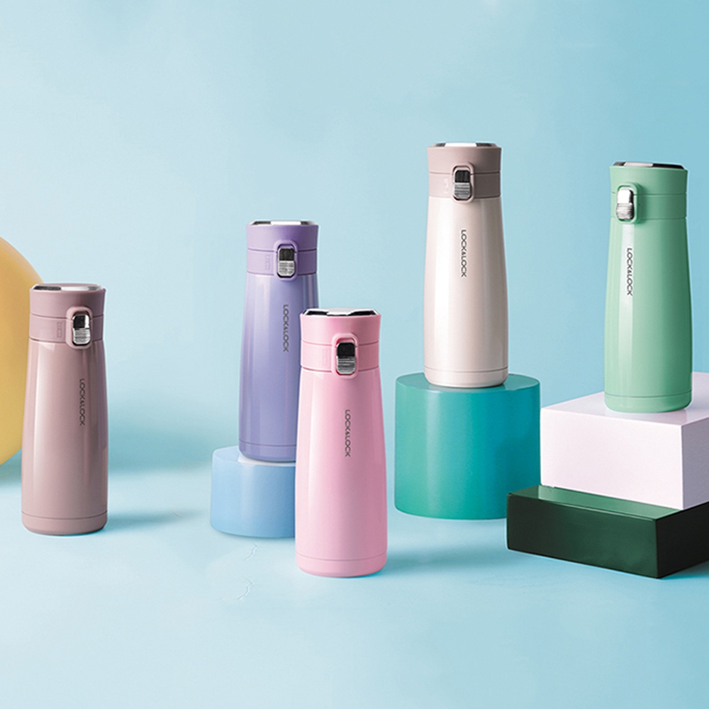 Bình giữ nhiệt Lock&Lock 450ml LHC3245 Holiday Sunset I.d Tumbler - Hàng chính hãng, mở nắp 1 chạm - JoyMall