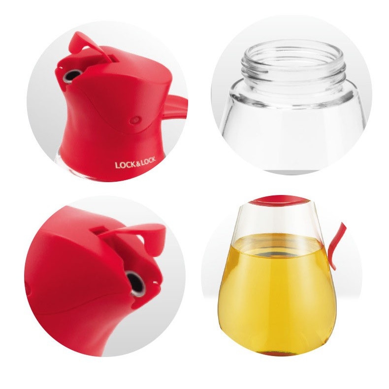 Bình Lock&Lock đựng dầu ăn bằng thủy tinh CKO101 550ml - Hàng chính hãng, nắp tự động - JoyMall