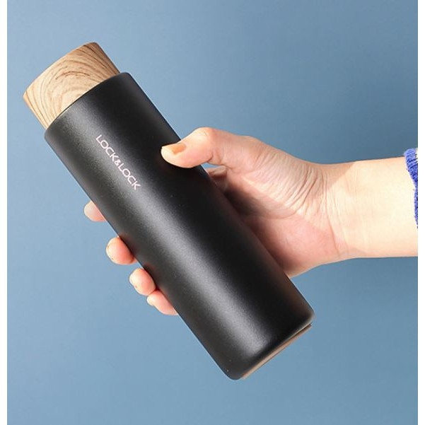 Bình giữ nhiệt Lock&Lock Flat LHC4227 400ml- Hàng chính hãng, nắp nhựa kiểu gỗ, ruột bằng thép không gỉ cao cấp- JoyMall