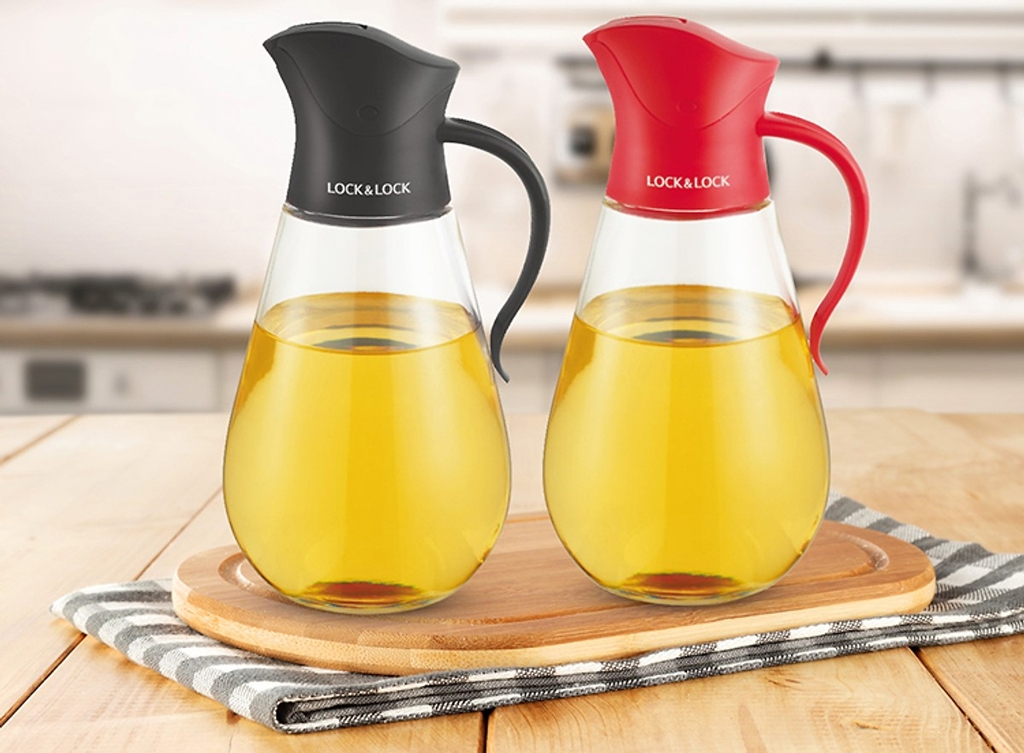 Bình Lock&Lock đựng dầu ăn bằng thủy tinh CKO101 550ml - Hàng chính hãng, nắp tự động - JoyMall
