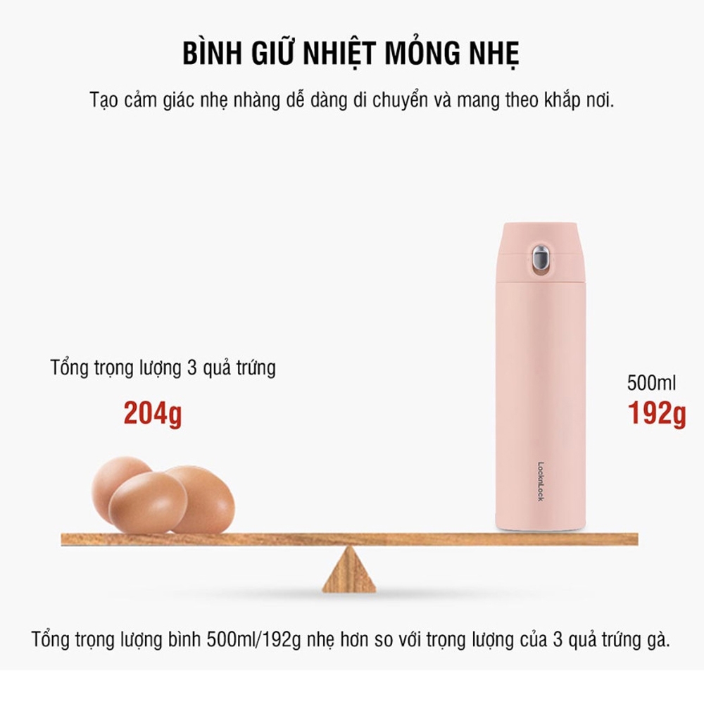 Bình giữ nhiệt LocknLock 500ml Featherlight Tumbler LHC3257 - Hàng chính hãng - JoyMall