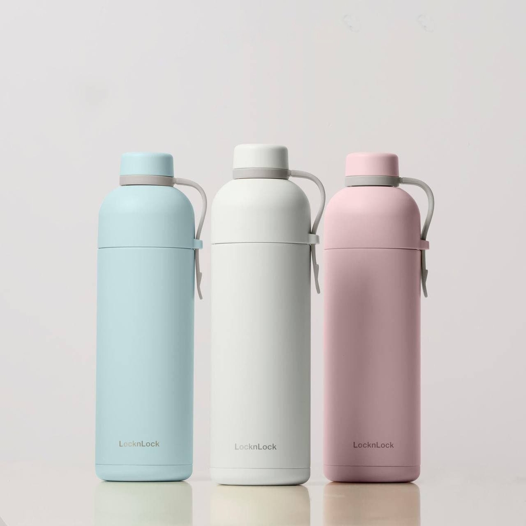 Bình giữ nhiệt LocknLock Belt Bottle LHC4267 490ml - Hàng chính hãng có quai xách, miệng rộng có thể cho đá - JoyMall