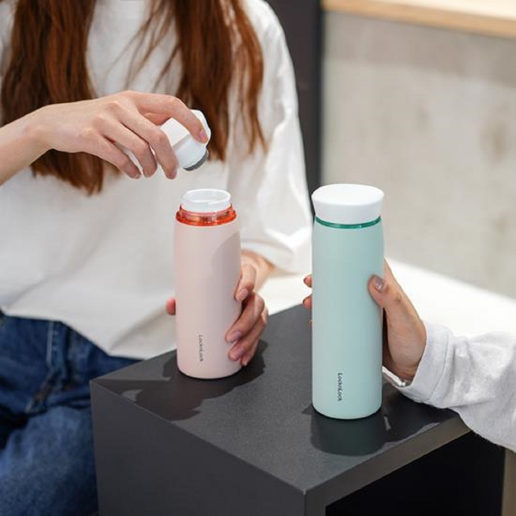 Bình Giữ Nhiệt Lock&Lock Feather Light Ring LHC4244 460ml - Hàng Chính Hãng, Có Khay Lưới Lọc Trà - JoyMall