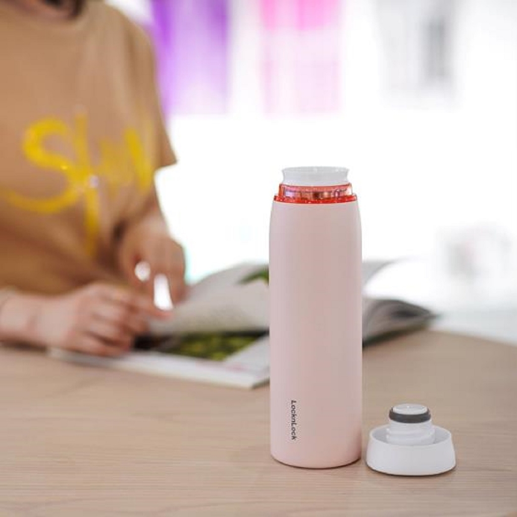 Bình Giữ Nhiệt Lock&Lock Feather Light Ring LHC4244 460ml - Hàng Chính Hãng, Có Khay Lưới Lọc Trà - JoyMall