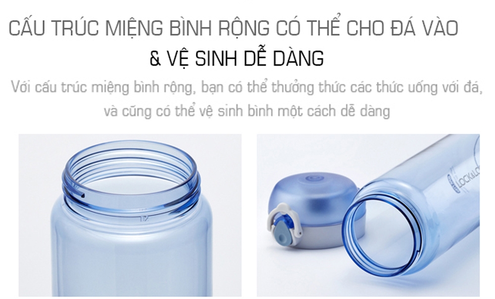 Bình Nước Nhựa Tritan Lock&Lock One Touch ABF645 (550ml) - Hàng Chính Hãng, Chất Liệu An Toàn, BPA Free, Mở Nắp Dễ Dàng Chỉ Bằng Cách Nhấn Nút Bình