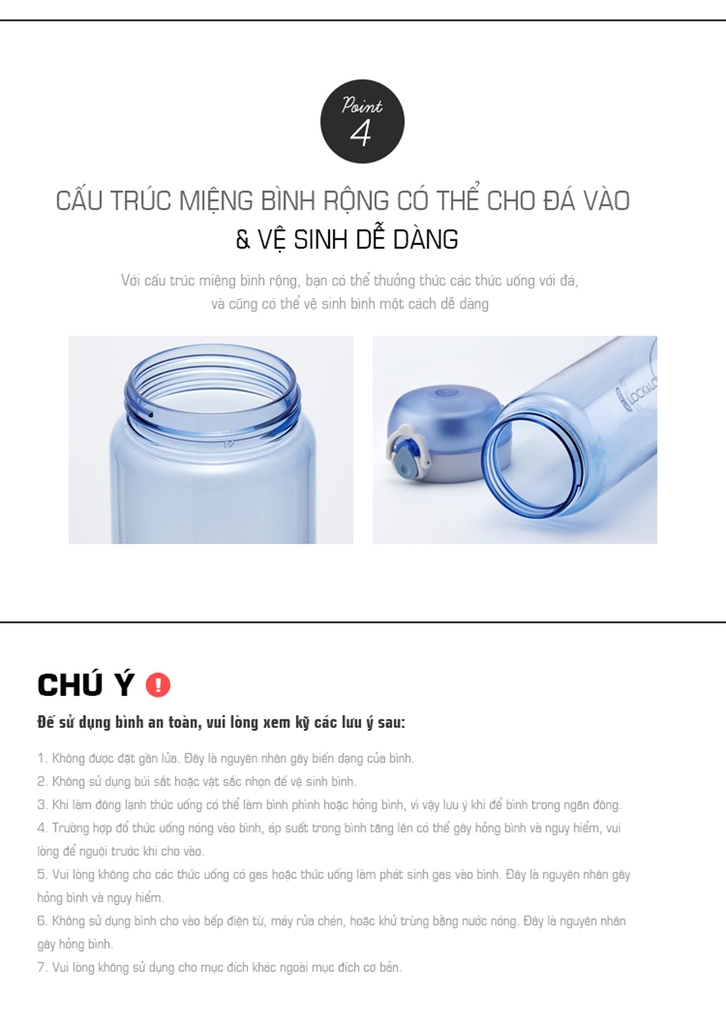 Bình Nước Nhựa Tritan Lock&Lock One Touch ABF645 (550ml) - Hàng Chính Hãng, Chất Liệu An Toàn, BPA Free, Mở Nắp Dễ Dàng Chỉ Bằng Cách Nhấn Nút Bình