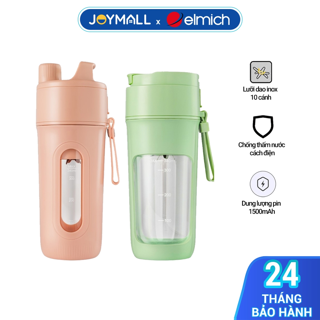 Máy xay sinh tố cầm tay mini cao cấp Elmich BLE-3889/3890, Hàng chính hãng, Lưỡi dao inox 10 cánh, Chống thấm - JoyMall