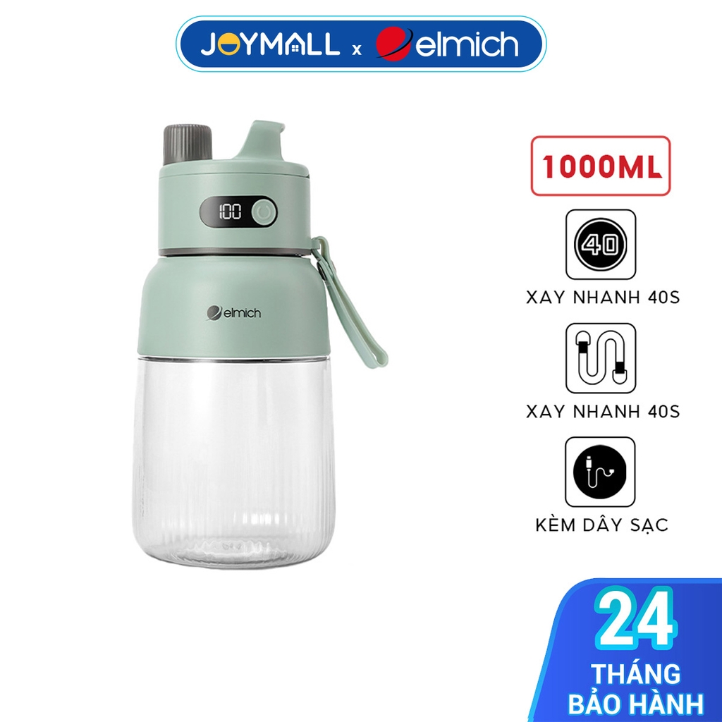Máy Xay Sinh Tố Cầm Tay Elmich BLE9184 1000ml, Hàng Chính Hãng, Nhỏ Gọn, Dung Lượng Pin Lớn -JoyMall