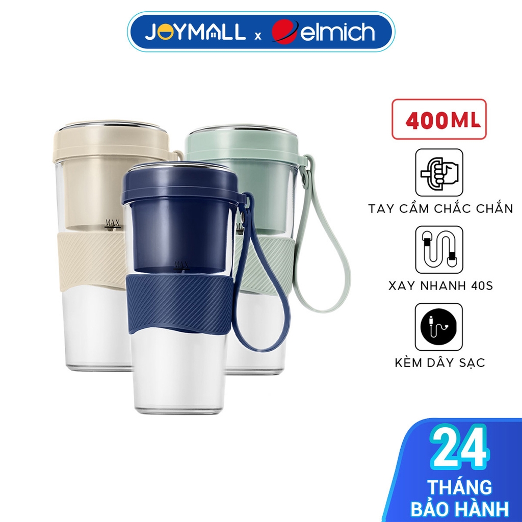 Máy Xay Sinh Tố Cầm Tay Elmich BLE9215 400ml, Hàng Chính Hãng,Lưỡi Dao 10 Cánh,Xay Nhanh 40s-JoyMall