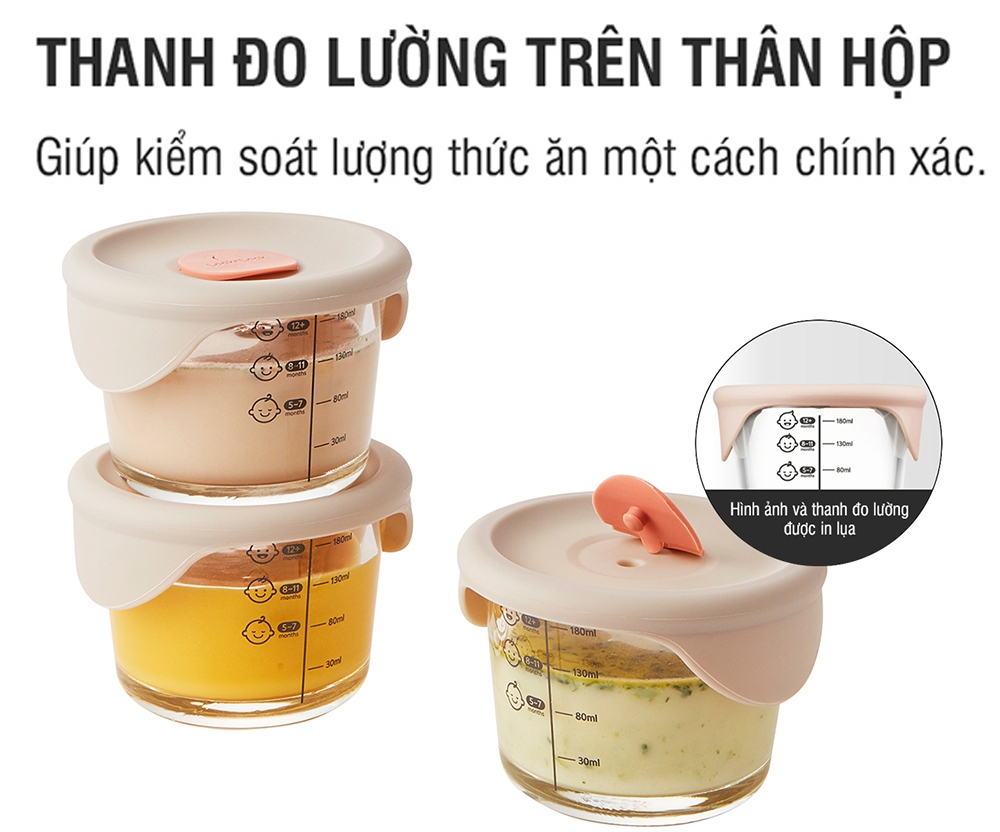 Bộ 3 hộp thủy tinh đựng thức ăn cho bé Lock&Lock có vạch chia 230ml x 3 hộp LLG508S3 - Hàng Chính Hãng - JoyMall