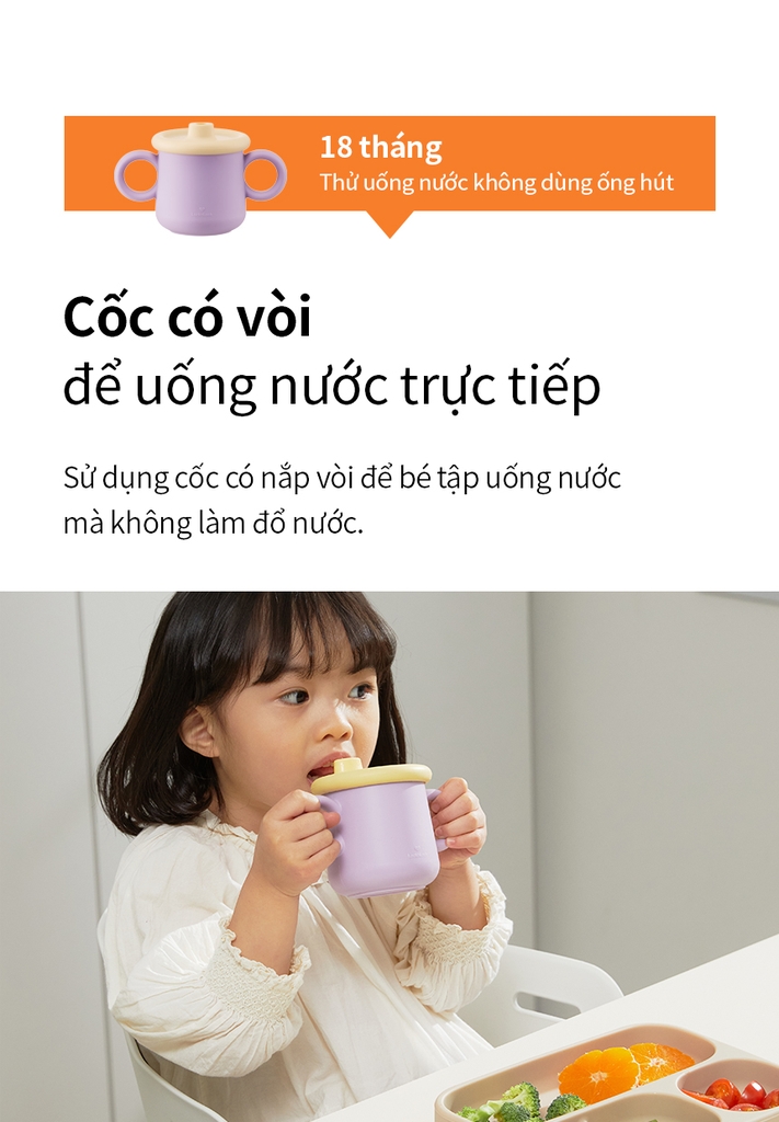 Bộ ly cốc cho bé Lock&Lock 200ml Little Luv Silicone Straw Cup LBB015S7 - Hàng chính hãng có quai cầm và ống hút - JoyMall