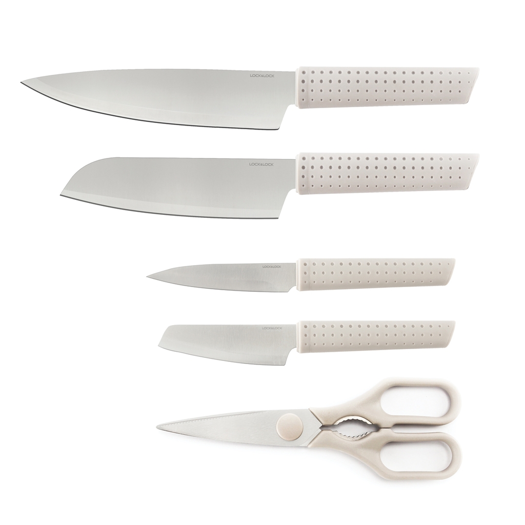 Bộ Dao 6 Món Lock&Lock CKK802 Gồm 4 Dao, 1 Kéo, 1 Hộp Đựng Dao - Hàng Chính Hãng - JoyMall