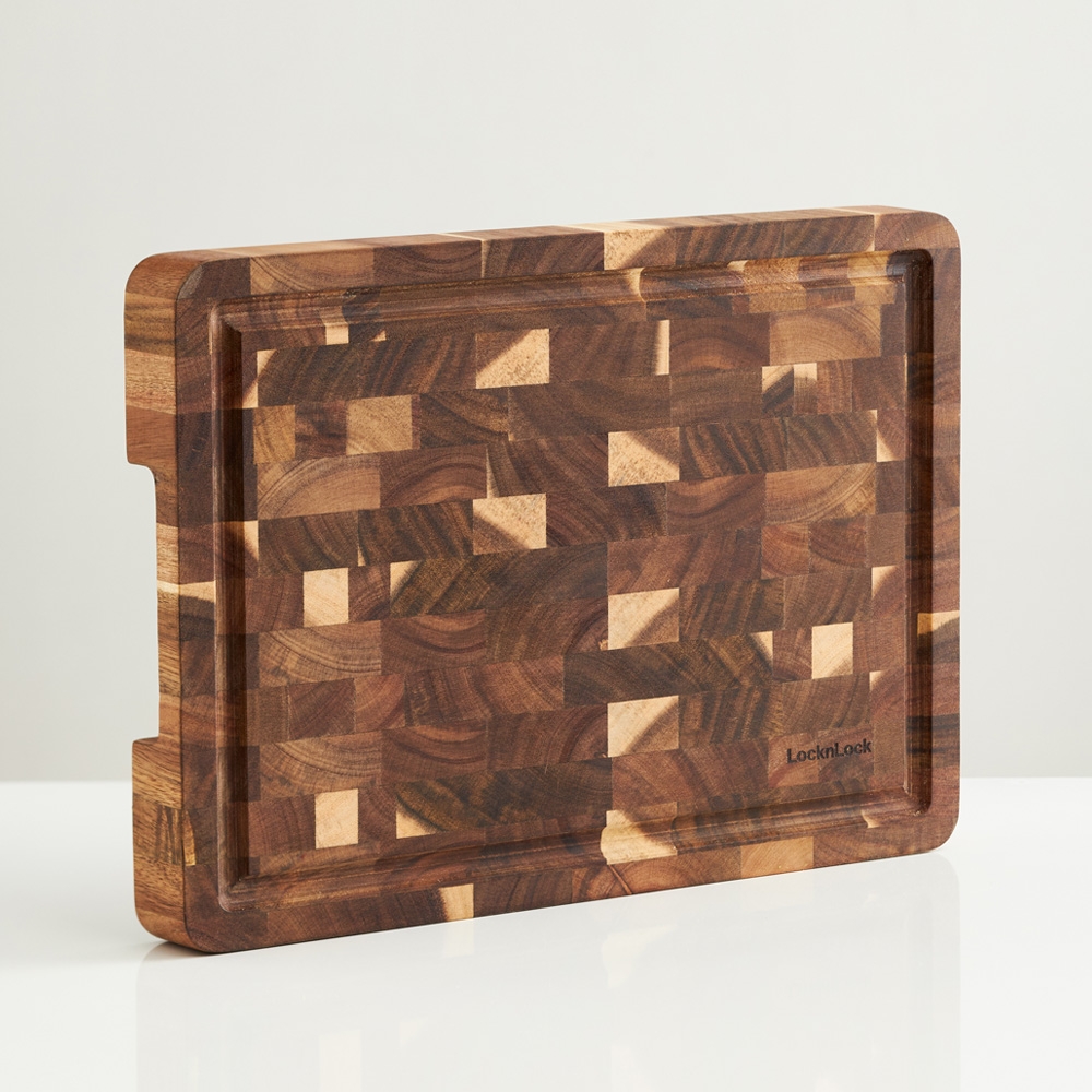 Thớt Gỗ Teak Acacia LocknLock CKD076 - Hàng chính hãng, bề mặt cứng, có rãnh chống tràn, chống thấm - JoyMall