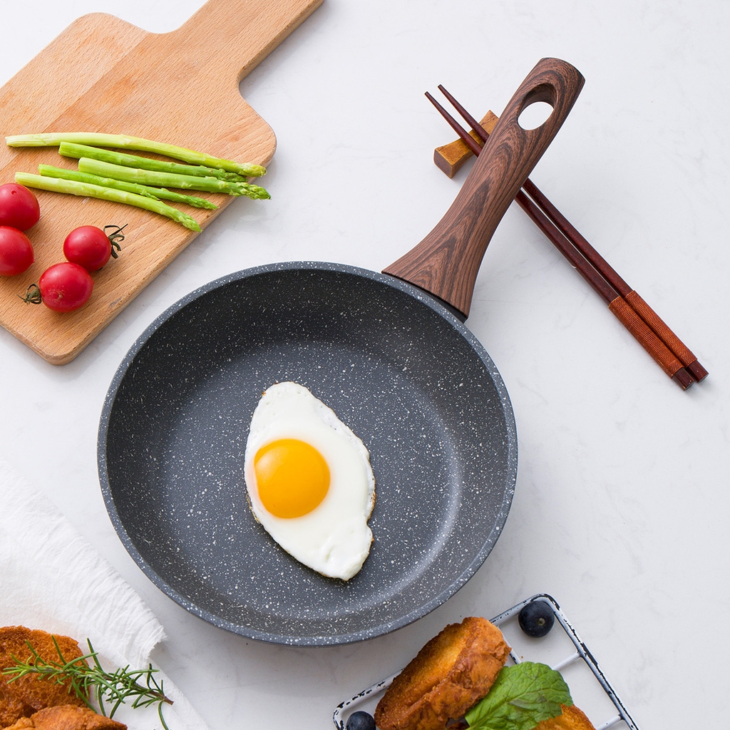 Chảo nhôm chống dính Lock&Lock Baum Marble LBU1203 20cm LBU1243 24cm LBU1283 28cm dùng bếp từ