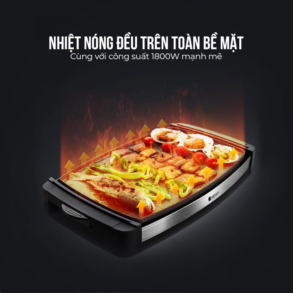 Vỉ nướng điện cao cấp Elmich EGE-3641OL, Hàng chính hãng, 1800W, 5 cấp độ nhiệt, Nhôm phủ sơn chống dính - JoyMall