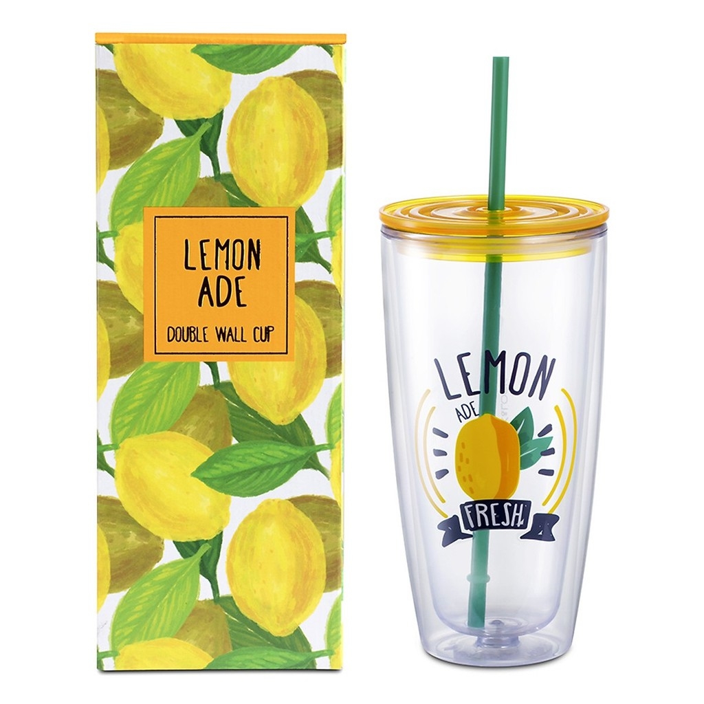 Ly nhựa 2 lớp LocknLock HAP507, HAP509 750ml - Hàng chính hãng, có ống hút,có nắp đậy - JoyMall