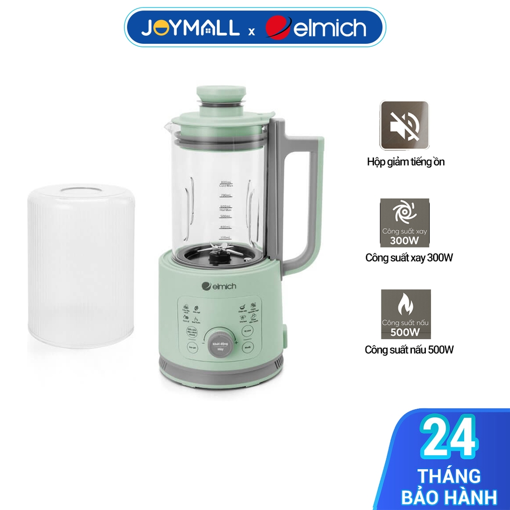 Máy làm sữa hạt Elmich CBE-8720PG, Hàng chính hãng, hộp giảm tiếng ồn, cối thuỷ tinh, điều khiển nút vặn - JoyMall