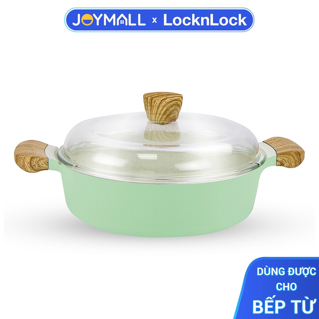 Nồi nhôm chống dính nắp thủy tinh Lock&Lock màu Mint CCA201(20cm),CCA202( 24cm),CCA203(26cm) - hàng chính hãng- JoyaMall