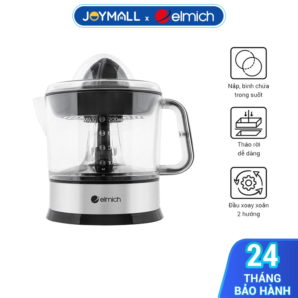 Máy vắt cam Elmich CJE-3921OL 700ml 40W, Hàng chính hãng, xoay ép 2 chiều vắt kiệt nước cam, dễ dàng tháo lắp - JoyMall