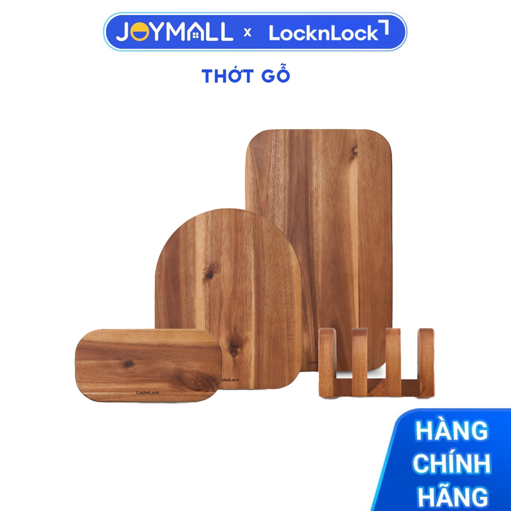Bộ Thớt Gỗ 4 Món LocknLock Acacia CKD075S4, Hàng Chính Hãng, 3 Thớt Và 1 Giá Đỡ - JoyMall