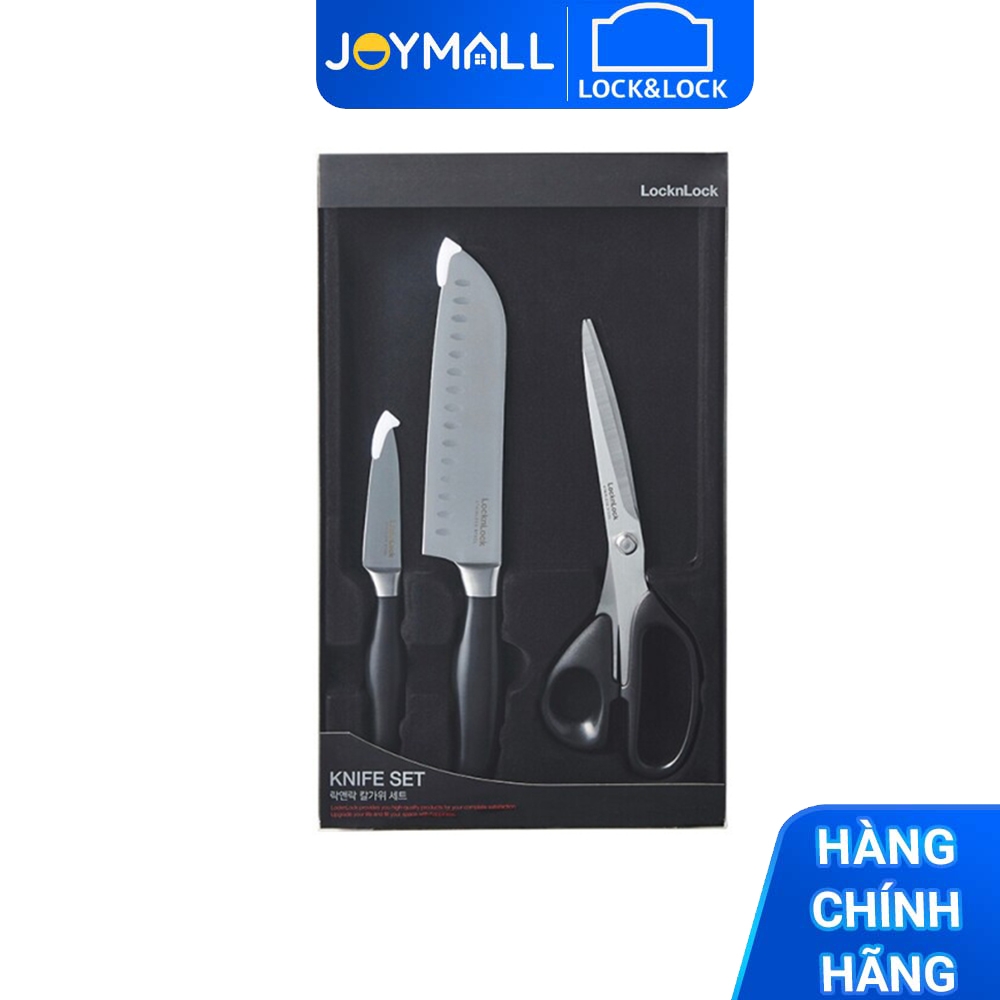 Bộ dao kéo nhà bếp LocknLock thép không gỉ CKK305 - Hàng chính hãng chuẩn Santoku, chống ăn mòn - JoyMall