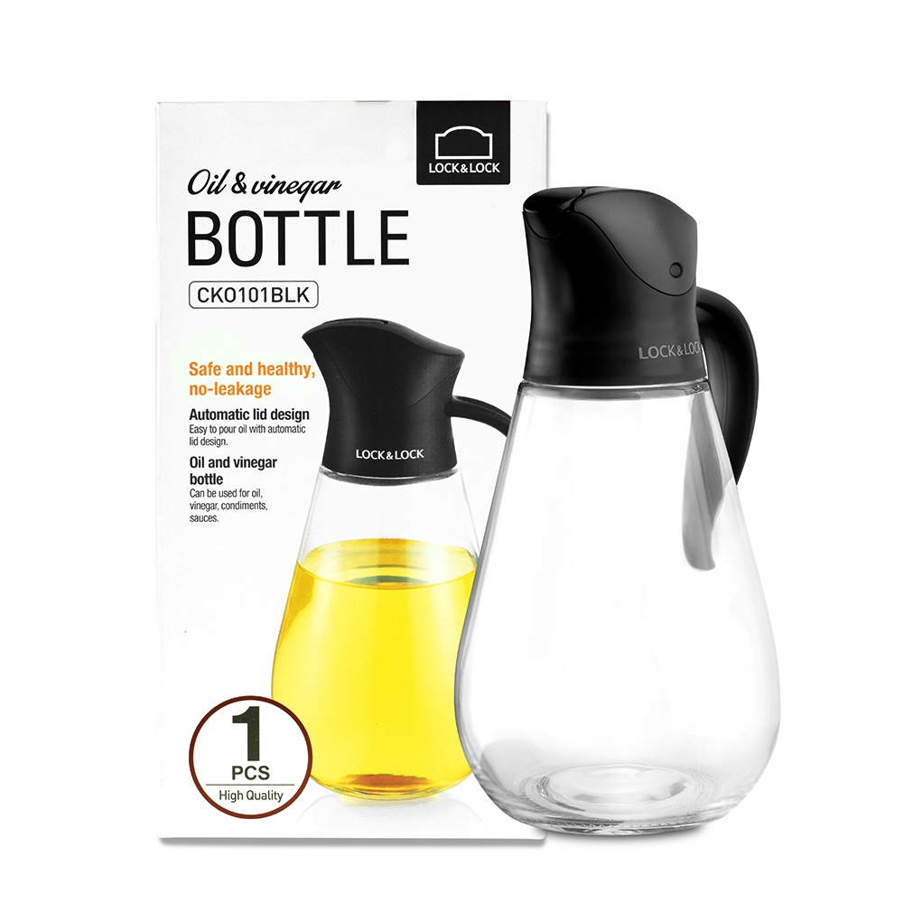 Bình Lock&Lock đựng dầu ăn bằng thủy tinh CKO101 550ml - Hàng chính hãng, nắp tự động - JoyMall