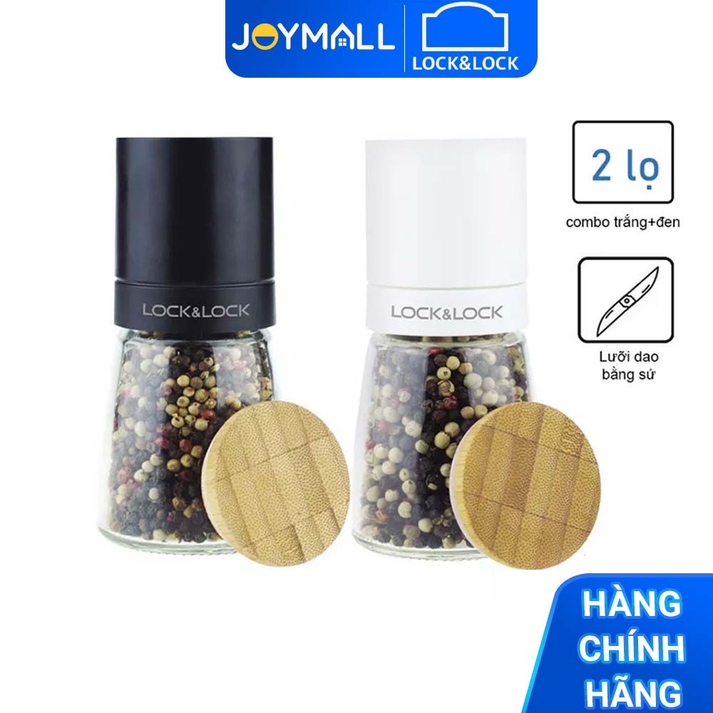 Combo 2 lọ xay tiêu thủy tinh Lock&Lock CKO115S2 140ml - Hàng chính hãng, lưỡi dao bằng sứ xay nhuyễn tốt - JoyMall