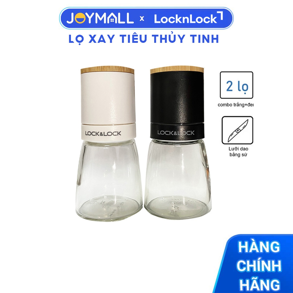 Combo 2 lọ xay tiêu thủy tinh Lock&Lock CKO115S2 140ml - Hàng chính hãng, lưỡi dao bằng sứ xay nhuyễn tốt - JoyMall