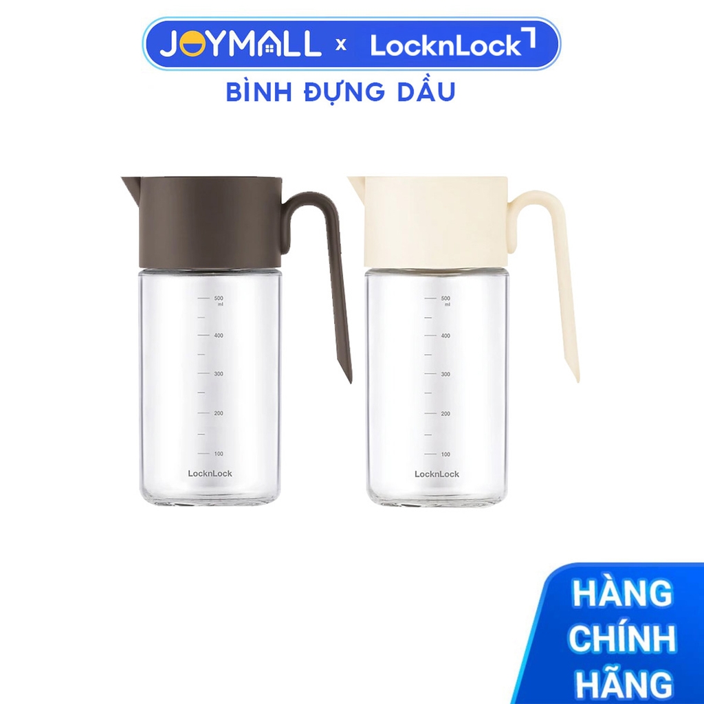 Bình đựng dầu ăn thủy tinh LocknLock 550ml CKO208, Hàng chính hãng, nắp mở tự động, miệng bình rộng, có tay cầm -JoyMall