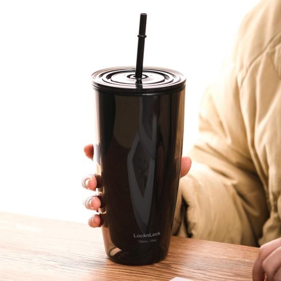 Ly nhựa 2 lớp LocknLock HAP507, HAP509 750ml - Hàng chính hãng, có ống hút,có nắp đậy - JoyMall