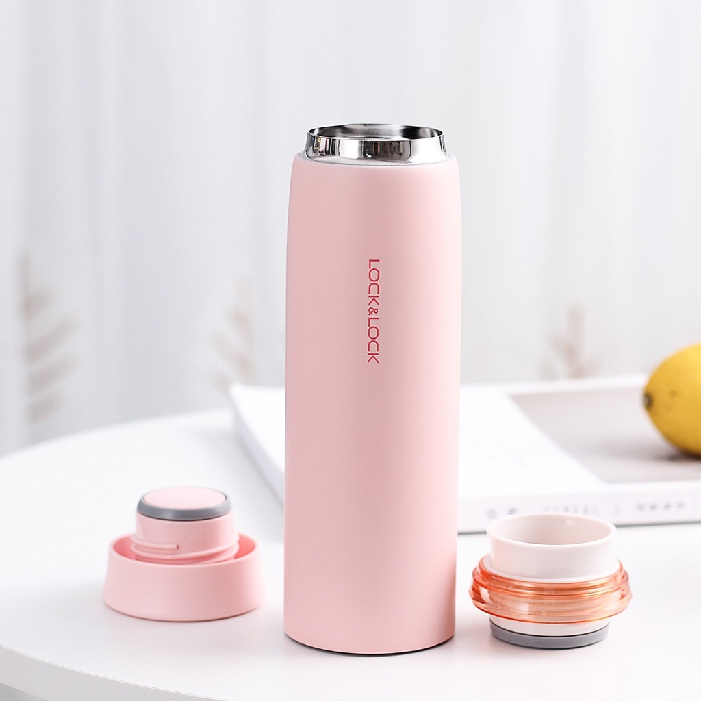 Bình Giữ Nhiệt Lock&Lock Feather Light LHC4131 (450ml) - Hàng Chính Hãng, Bằng Thép Không Gỉ, Có Lưới Lọc Trà - JoyMall
