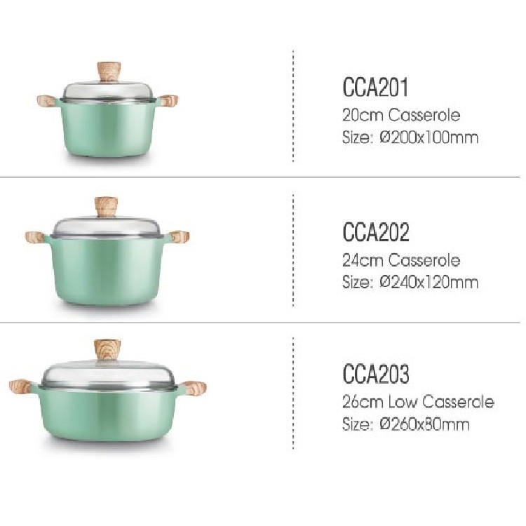 Nồi nhôm chống dính nắp thủy tinh Lock&Lock màu Mint CCA201(20cm),CCA202( 24cm),CCA203(26cm) - hàng chính hãng- JoyaMall
