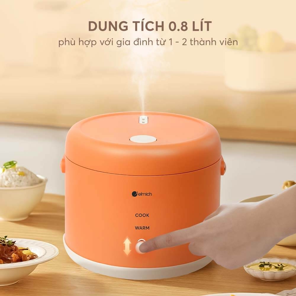 Nồi cơm điện Elmich RCE-3916 dung tích 0,8L, Hàng chính hãng, nút điều khiển cơ, tay cầm tiện lợi - JoyMall