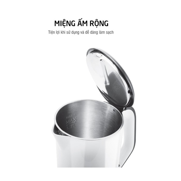 Ấm đun siêu tốc Lock&Lock 2 Lớp EJK738 1.7L - Hàng chính hãng, bảo hành 12 tháng, tự động ngắt khi sôi - JoyMall