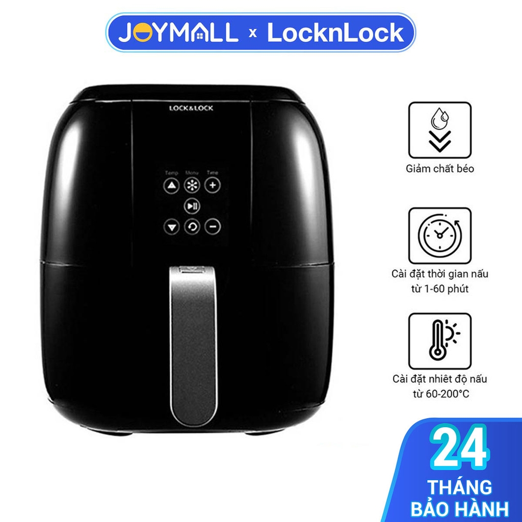 Nồi chiên không dầu điện tử Lock&Lock ECF-300B 3 Lít - Hàng chính hãng, bảo hành 24 tháng, điều khiển cảm ứng - JoyMall