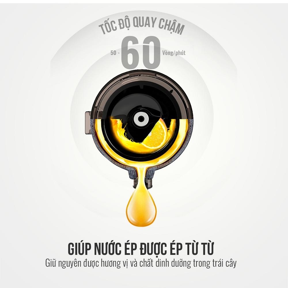 Máy Ép Chậm Trái Cây Elmich JEE-3898, Hàng chính hãng, Độ ồn thấp bé hơn 55dB, Ống Tiếp Nguyên Liệu Lớn 83mm - JoyMall