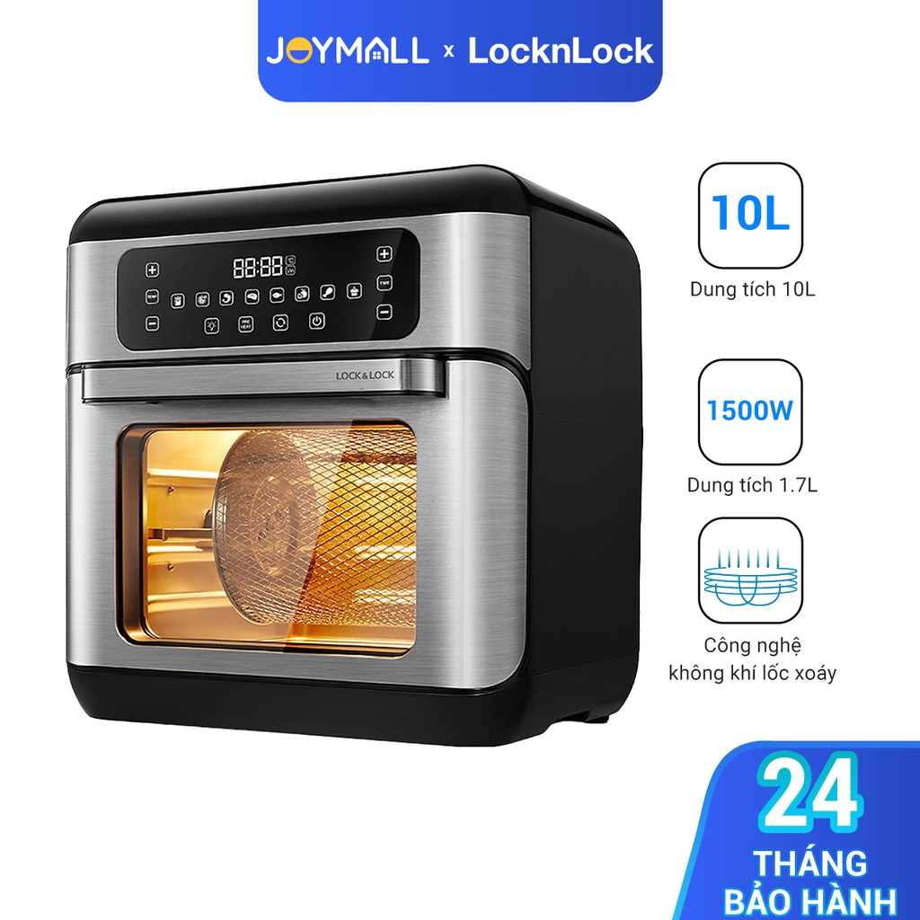 Lò nướng, chiên, sấy không dầu Lock&Lock Air Fryer Oven EJF291BLK 10L- Hàng chính hãng, điều khiển điện tử - JoyMall