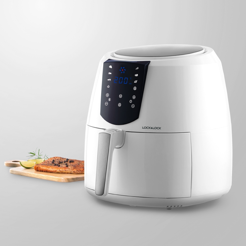 Nồi chiên không dầu Lock&Lock điện tử EJF357 5.2 Lít - Hàng chính hãng, tặng kèm chảo nướng 1,7L - JoyMall