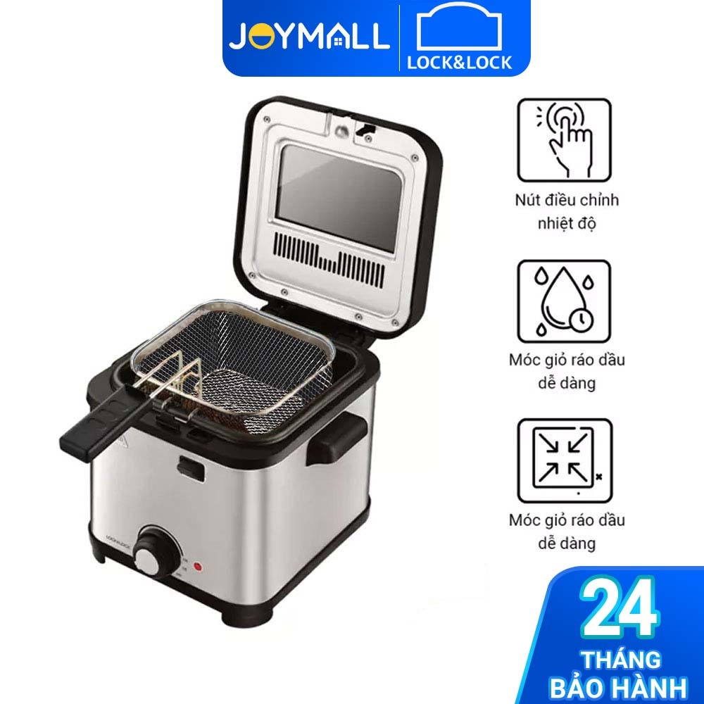 Nồi Chiên Ngập Dầu Lock&Lock EJF716SLV (1.5 Lít) - Hàng chính hãng,bảo hành 12 tháng- JoyMall