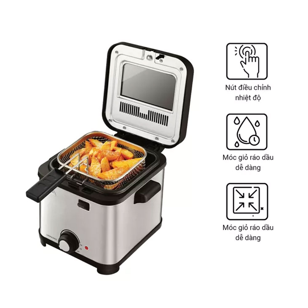 Nồi Chiên Ngập Dầu Lock&Lock EJF716SLV (1.5 Lít) - Hàng chính hãng,bảo hành 12 tháng- JoyMall