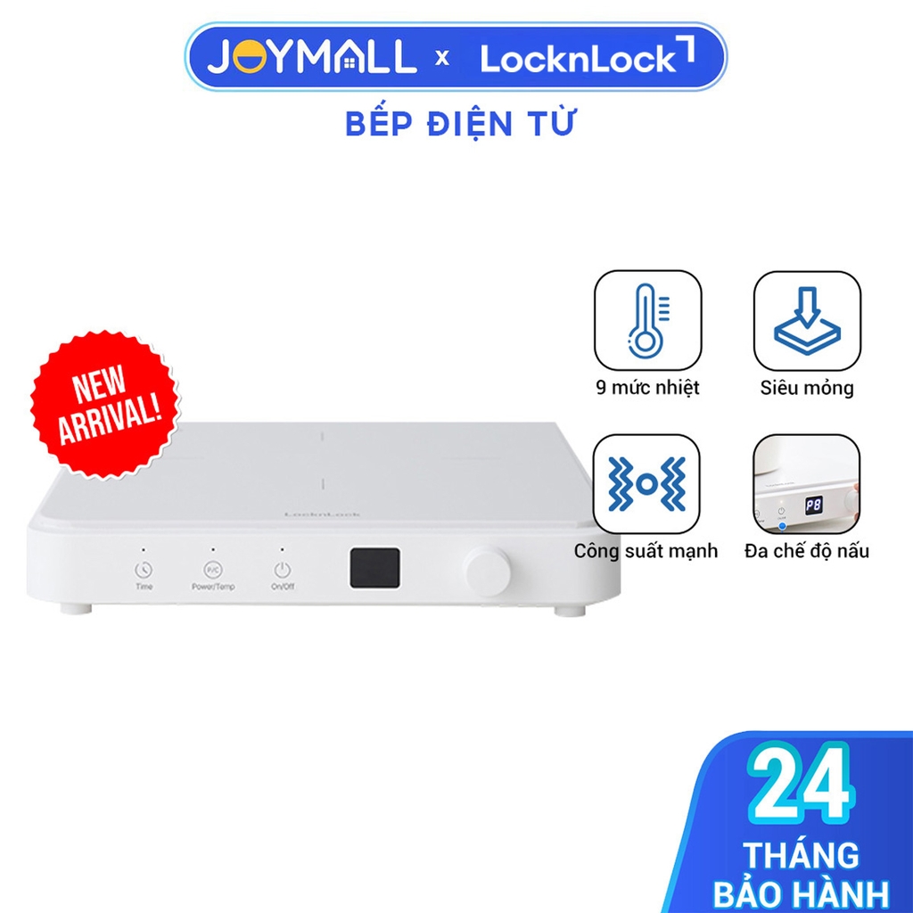 Bếp điện từ LocknLock Bianco EJI146WHT, Hàng chính hãng, Thiết kế siêu mỏng, Công suất mạnh, Đa chế độ nấu - JoyMall