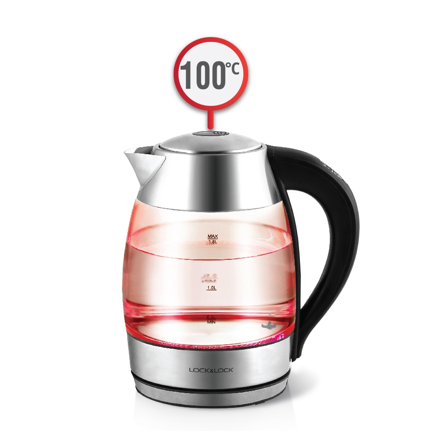 Ấm Đun Siêu Tốc Lock&Lock EJK341 (1.8L)- Thủy Tinh Chịu Nhiệt Cao Cấp, Đèn Thay Đổi Theo Nhiệt Độ, Hàng Chính Hãng, Bảo Hành 12 Tháng