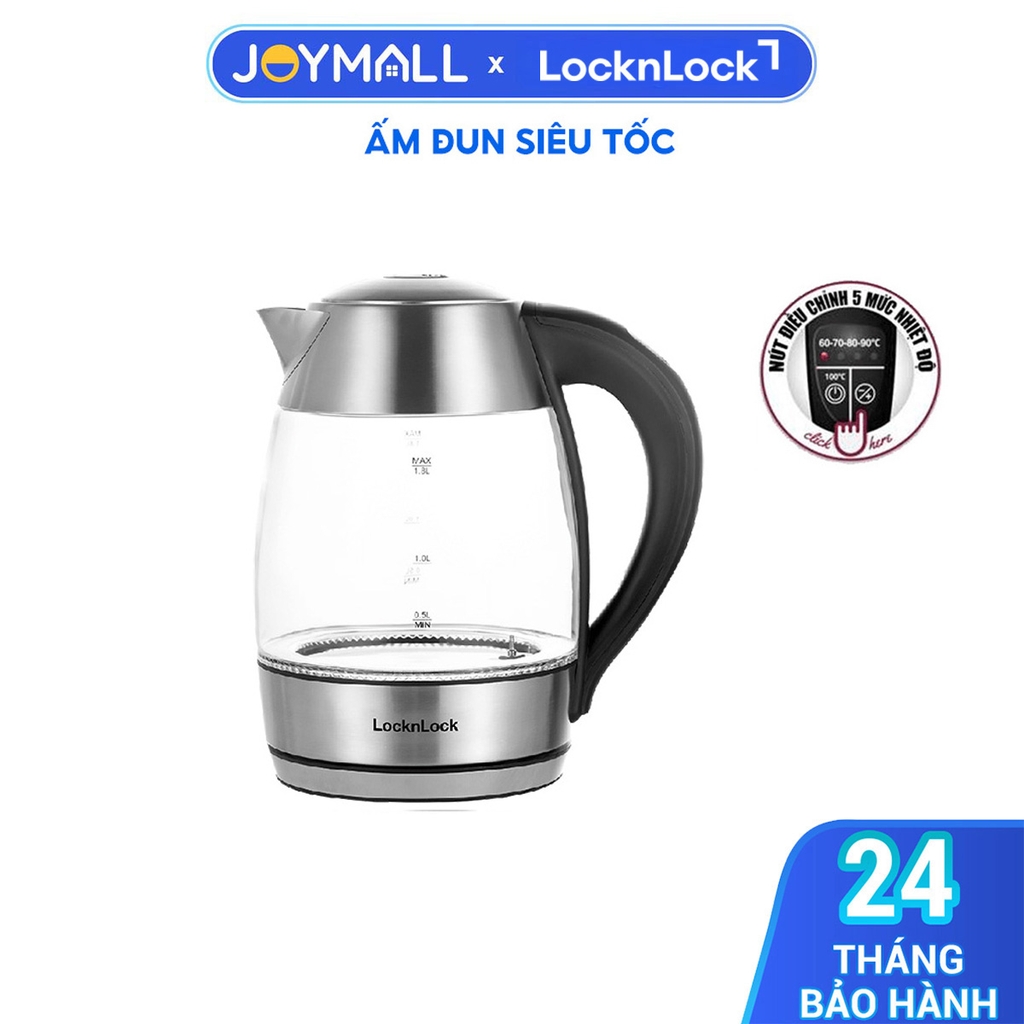 Ấm Đun Siêu Tốc Lock&Lock EJK341 (1.8L)- Thủy Tinh Chịu Nhiệt Cao Cấp, Đèn Thay Đổi Theo Nhiệt Độ, Hàng Chính Hãng, Bảo Hành 12 Tháng